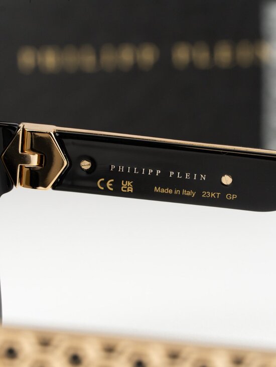 Philipp Plein Women Sunglasses Black Gold Mirror Square SPP080 700G NEW AUTHENTI main image 4